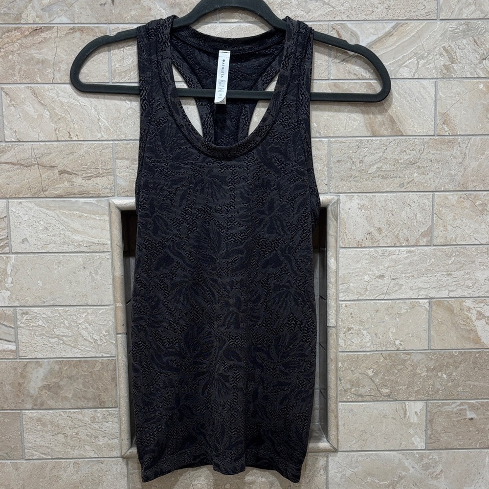 NWOT Athleta Momentum Black Floral Racerback Tank Top